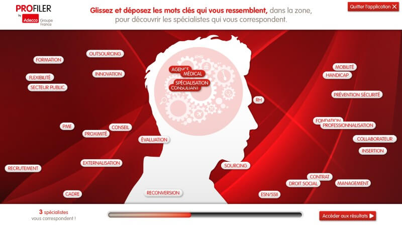 Maquette application tactile Multitouch ADECCO