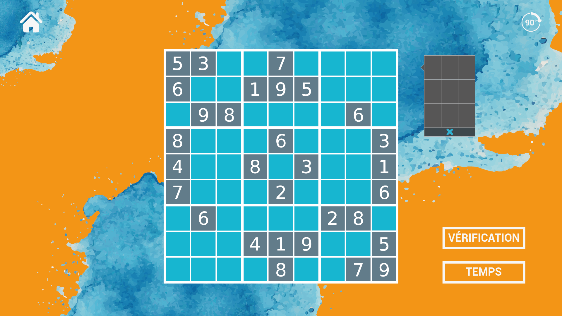 Application tactile Sudoku bleu