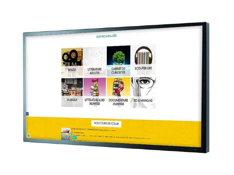 Écran tactile 55 pouces avec incrustation de l'application - médiathèque de Thionville