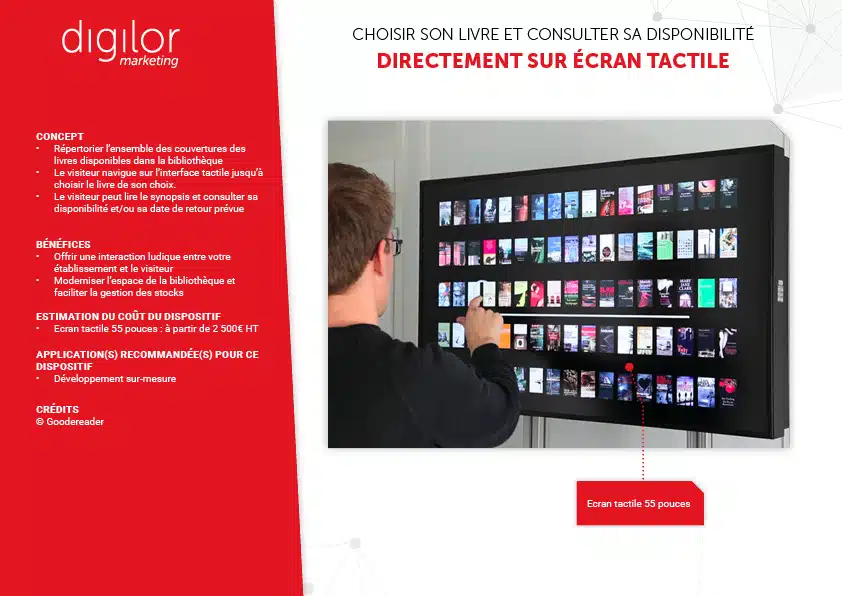 ecran tactile consulter disponibilité ouvrages bibliothèque
