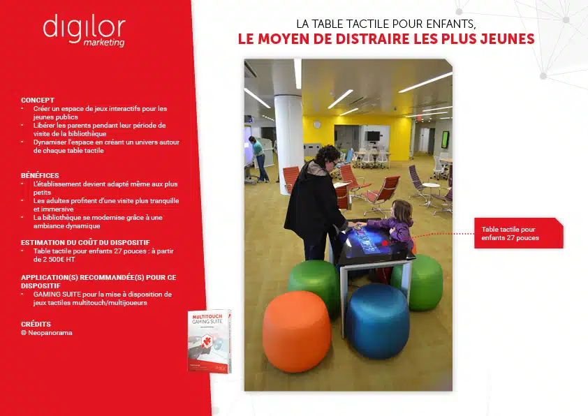 table tactile pour distraire jeunes bibliothèque