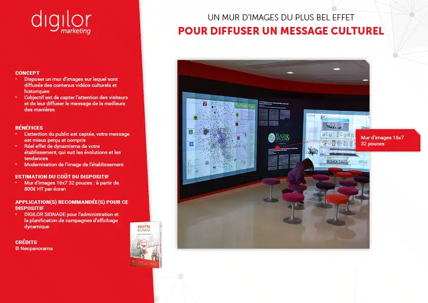 mur d'images bibliothèque pour diffusion message culturel