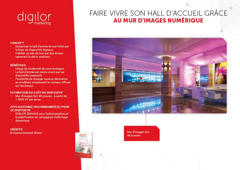 mur d'images numérique habiller hall d'accueil hotel