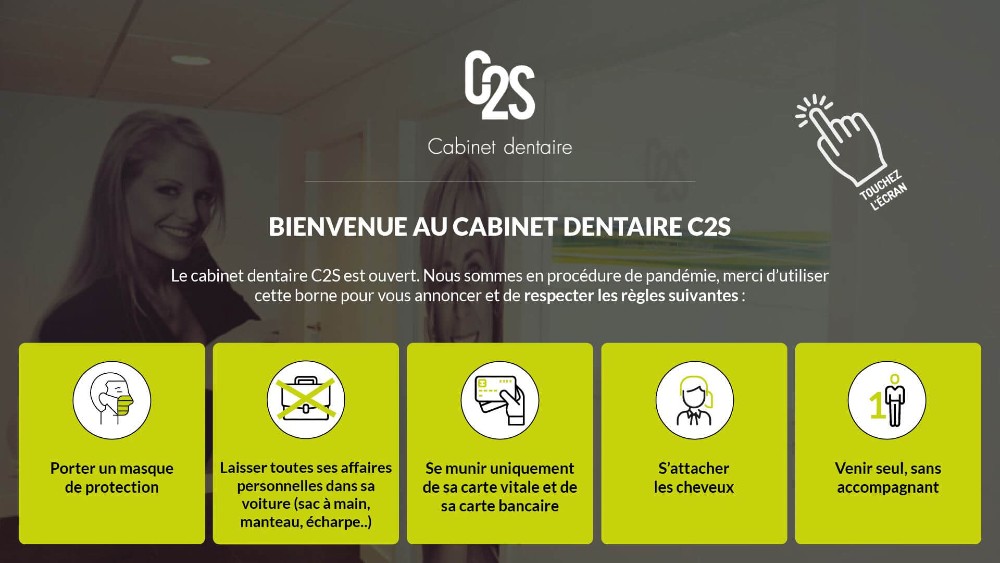 Maquette de l'application de gestion de l'accueil pour le cabinet dentaire C2S