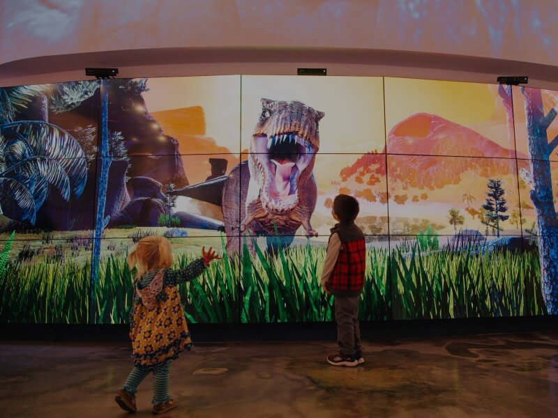 Innovation digitale, moniteur d'affichage dynamique numérique dans le musée du futur sous forme de mur d'images interactif, pour rendre l'expérience culturelle plus immersive