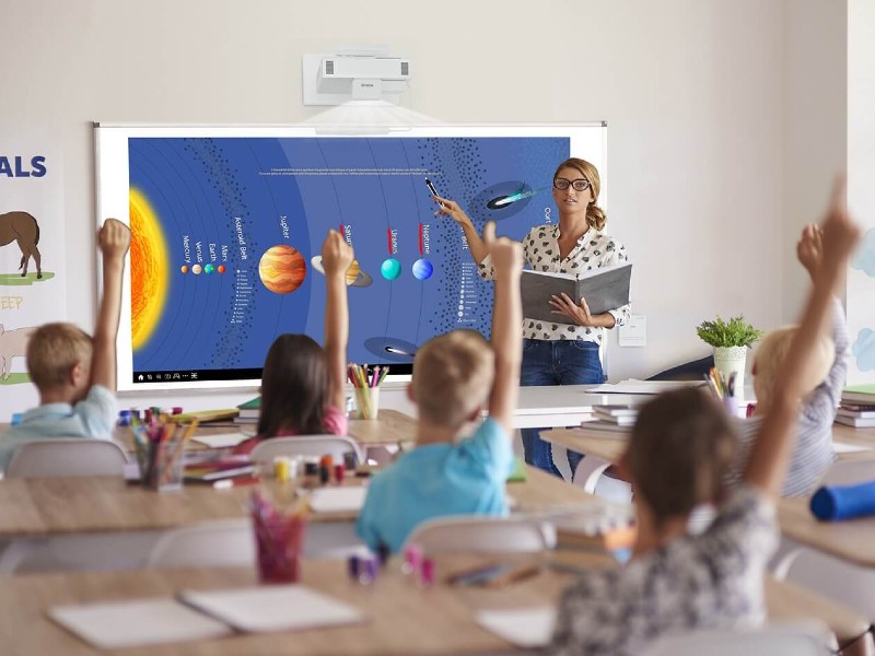 Utilisation d'un écran numérique interactif tactile dans l'enseignement primaire avec logiciel pédagogique