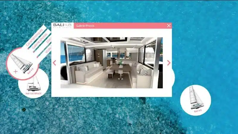 Maquette de l'application sur-mesure réalisée pour le groupe Catana Catamaran
