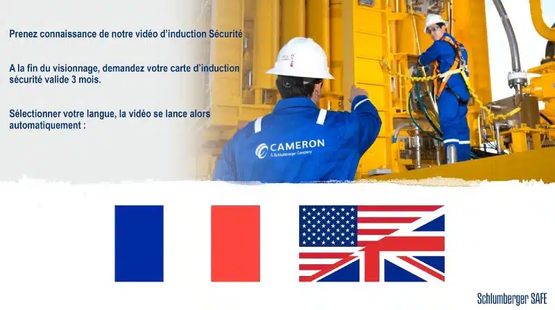 Maquette de l'application réalisée sur mesure pour le groupe Cameron France