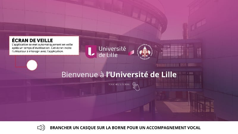 Maquette de l'application pour l'université de Lille - page d'accueil