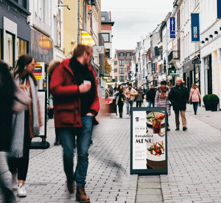 Chevalet numérique Stop Trottoir restaurants commerces locaux