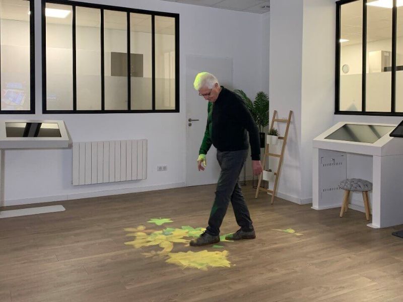 Sol interactif jeux des feuilles pour personnes âgées en EHPAD et maison de retraite