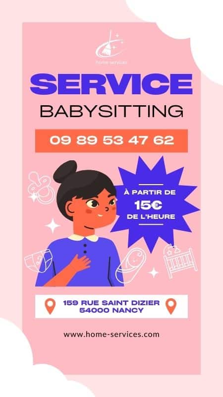 Visuel affichage dynamique pour service de nettoyage, babysitting