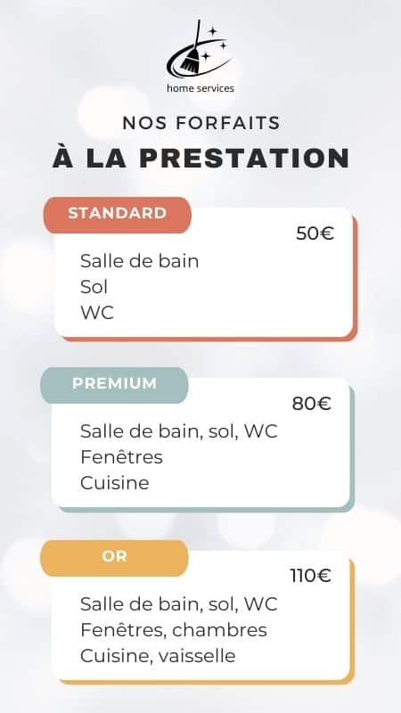 Visuel affichage dynamique pour service de nettoyage, forfaits
