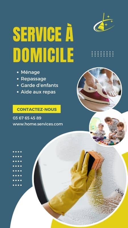 Visuel affichage dynamique pour service de nettoyage, ménage