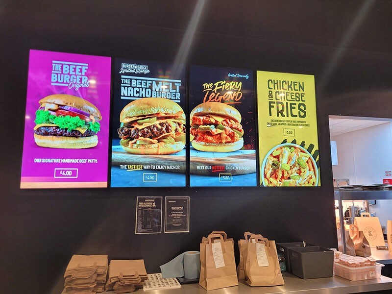 Menuboard, écran d'affichage pour menu burgers