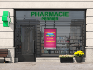 Écran vitrine affichage dynamique pharmacie