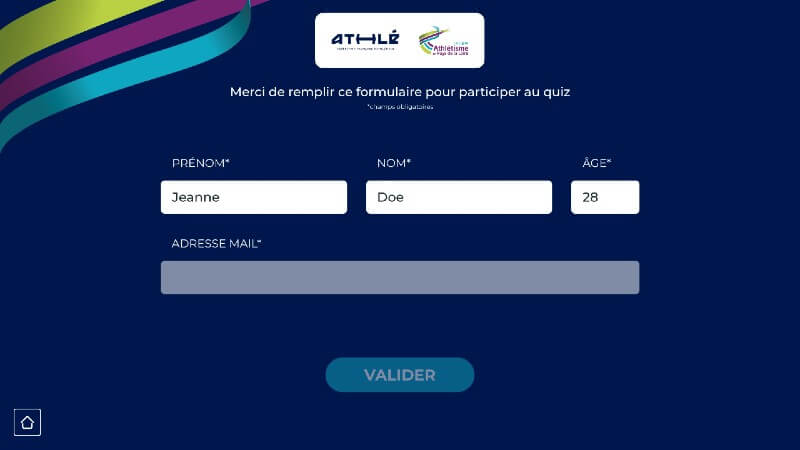 Borne avec Quiz interactif pour La Ligue Athlétisme des Pays de la Loire