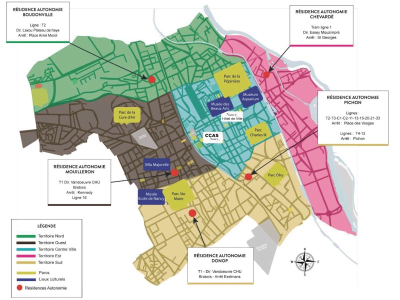 Plan des résidences Autonomie du CCAS de Nancy