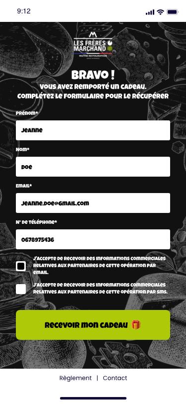 Remplissez le formulaire