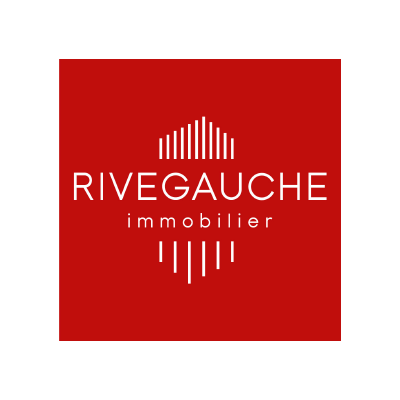 logo RIVE GAUCHE agence immo avec écran vitrine