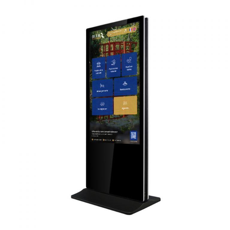 totem tactile VERTICAL 43 pouces double face panneau information