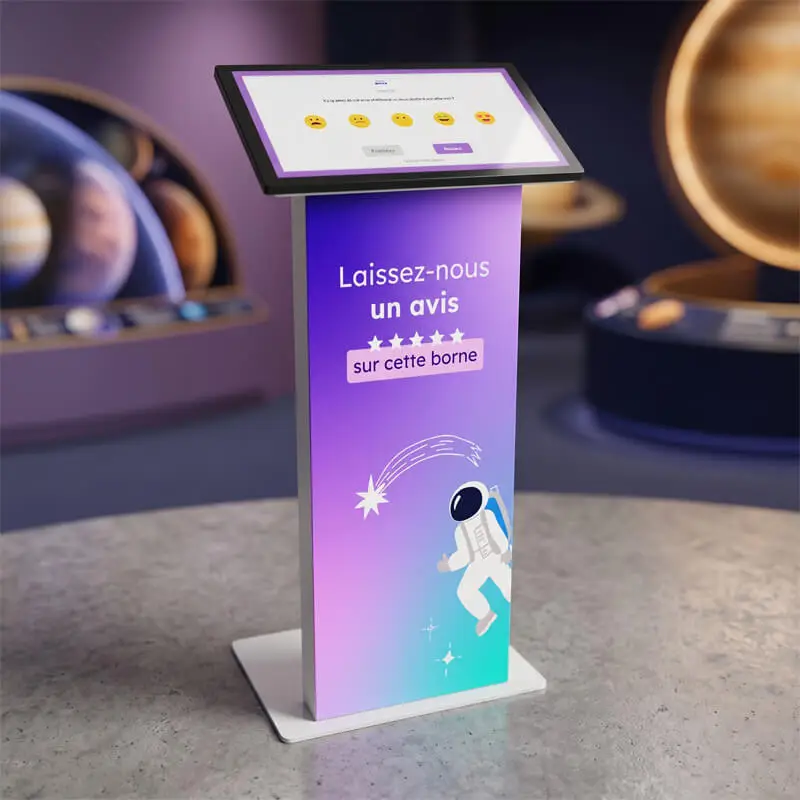 Borne tactile personnalisée pour collecter des données sur la satisfaction