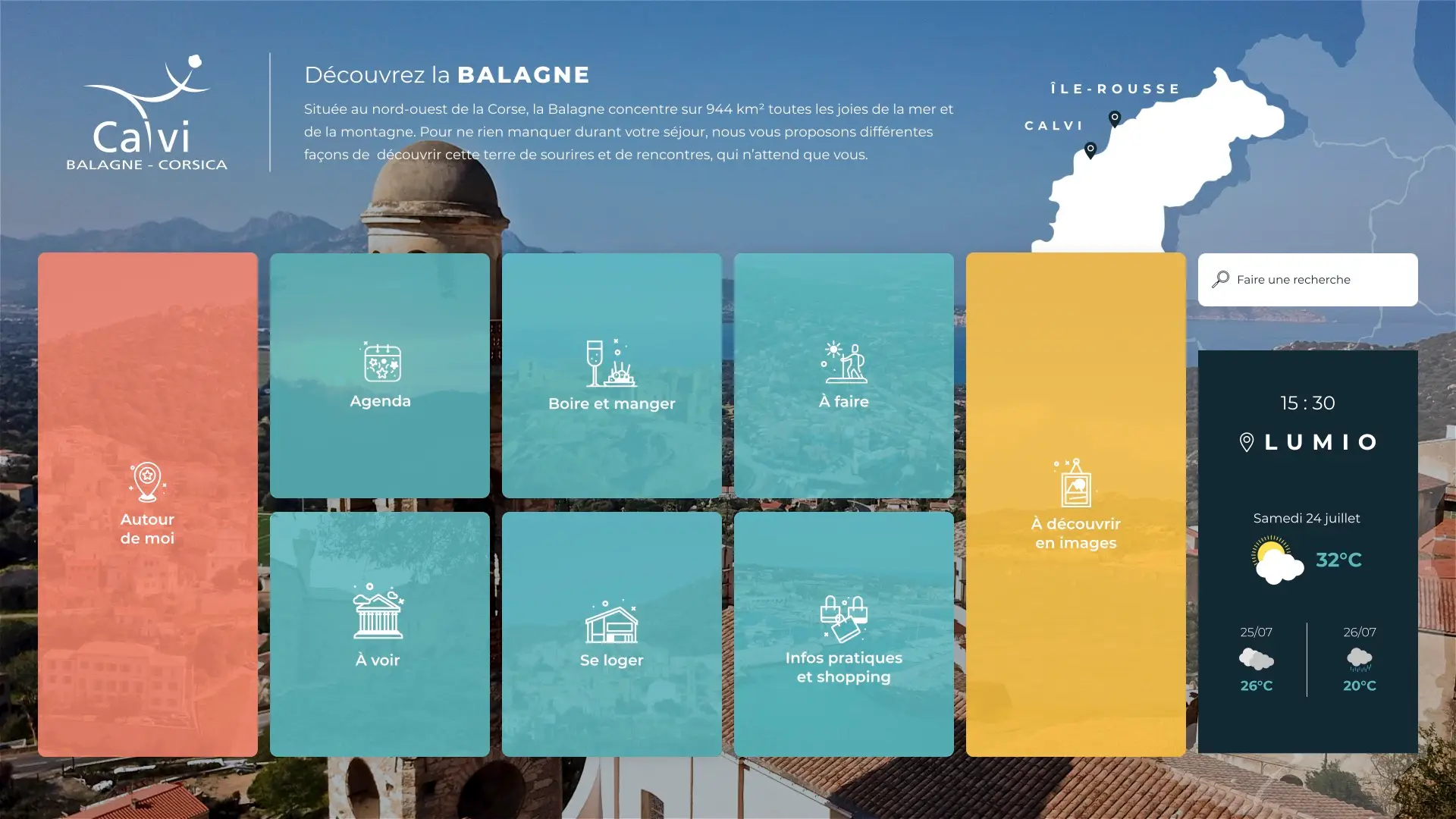 Écran accueil OTIC Calvi Balagne Corse