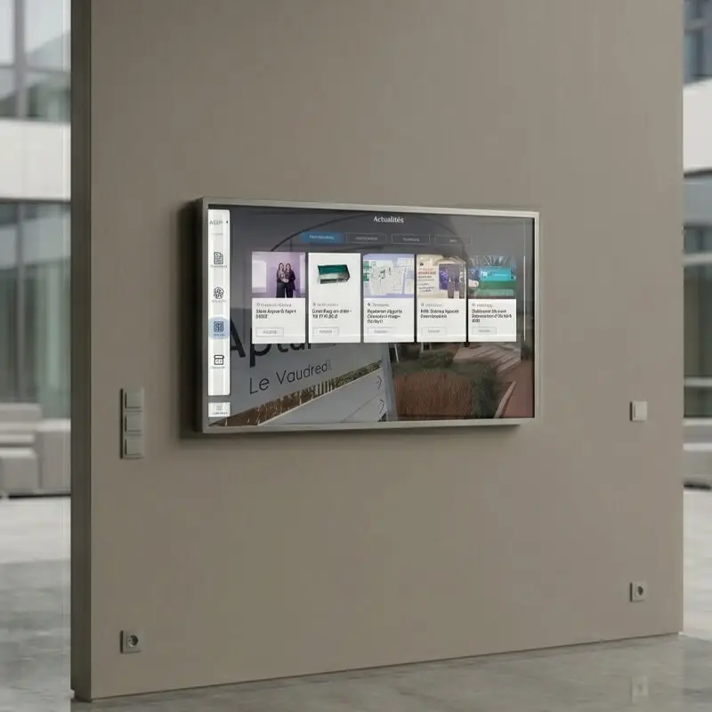 Écran tactile avec application Datahall Entreprise pour faciliter la communication interne