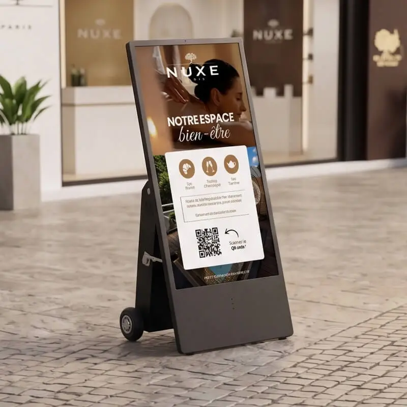 Chevalet numérique stop trottoir avec création de la boucle marketing