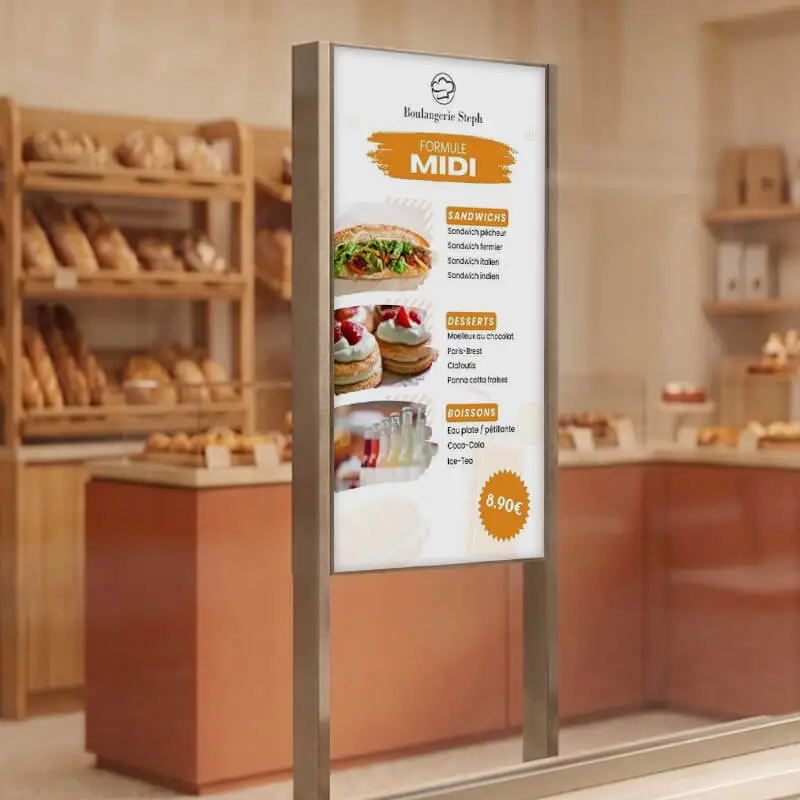 Ecran pour vitrine magasin commerce boulangerie