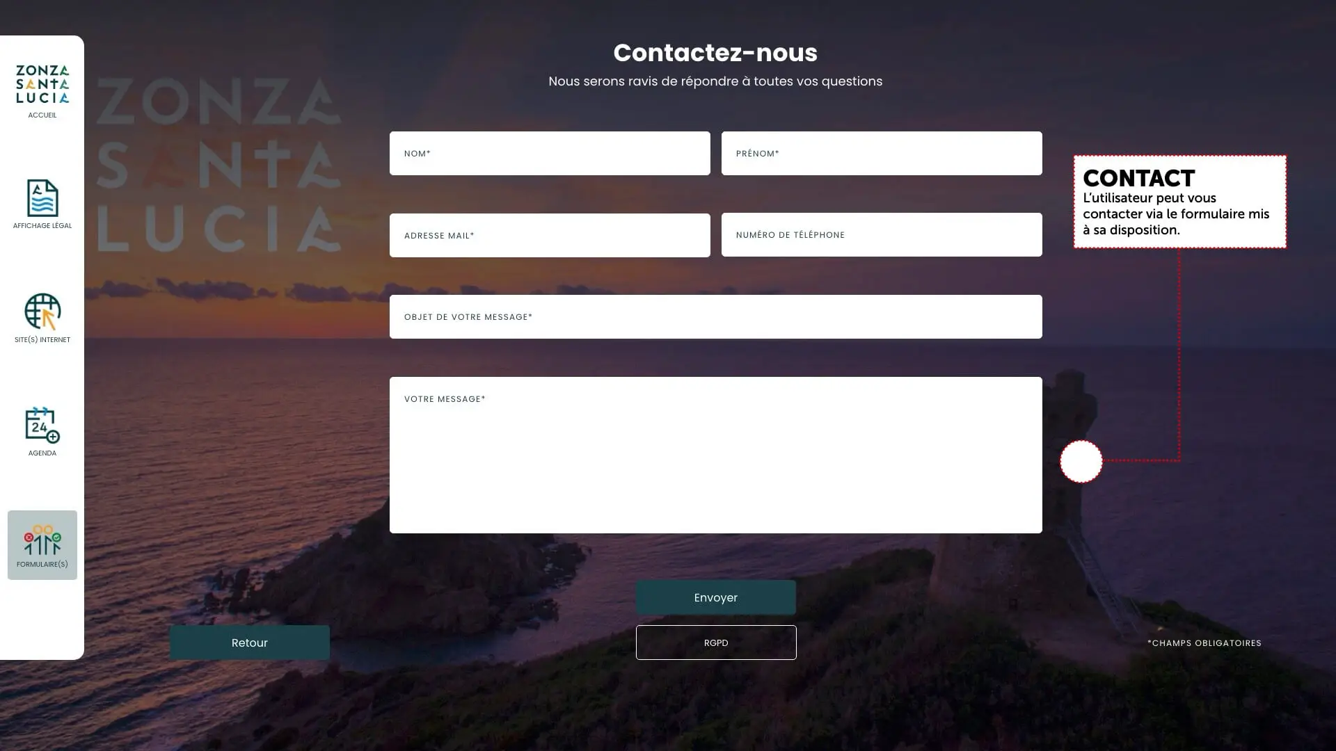 Formulaire de contact mairie de Zonza Santa Lucia