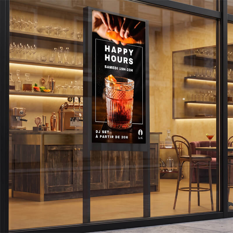 Affichage dynamique bar écran vitrine