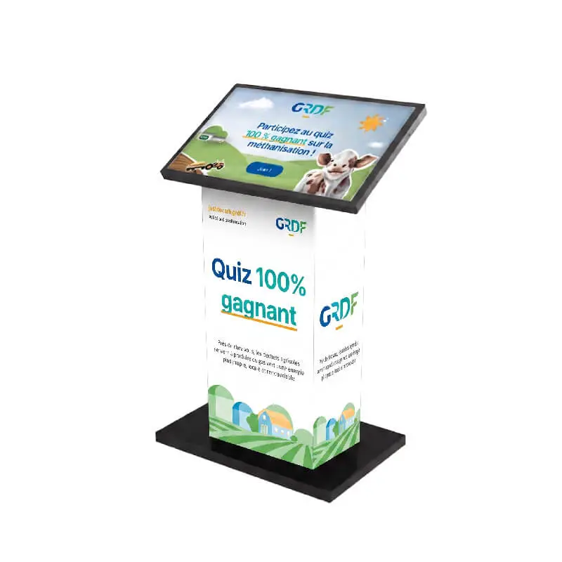 Borne écran tactile KIOSK 27 pouces avec personnalisation habillage et application