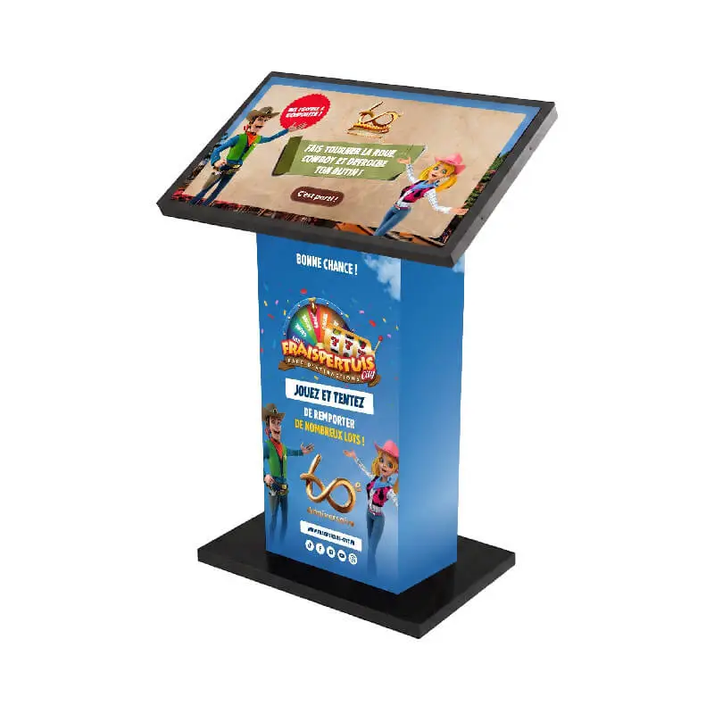 Borne écran tactile KIOSK 32 pouces avec personnalisation habillage et application