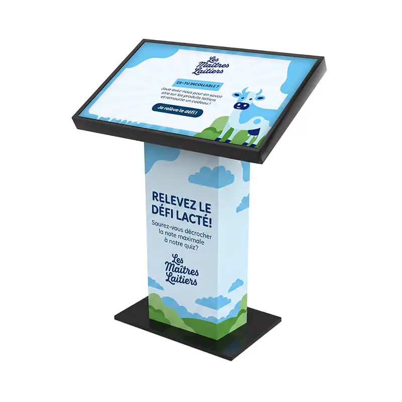 Borne écran tactile KIOSK 43 pouces avec personnalisation habillage et application