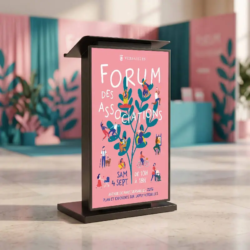 Comptoir vidéo support affichage événement scène