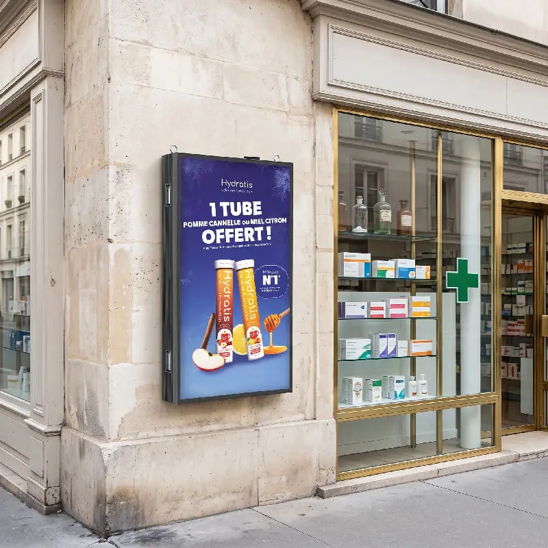 Ecran extérieur plus affichage dynamique pharmacie